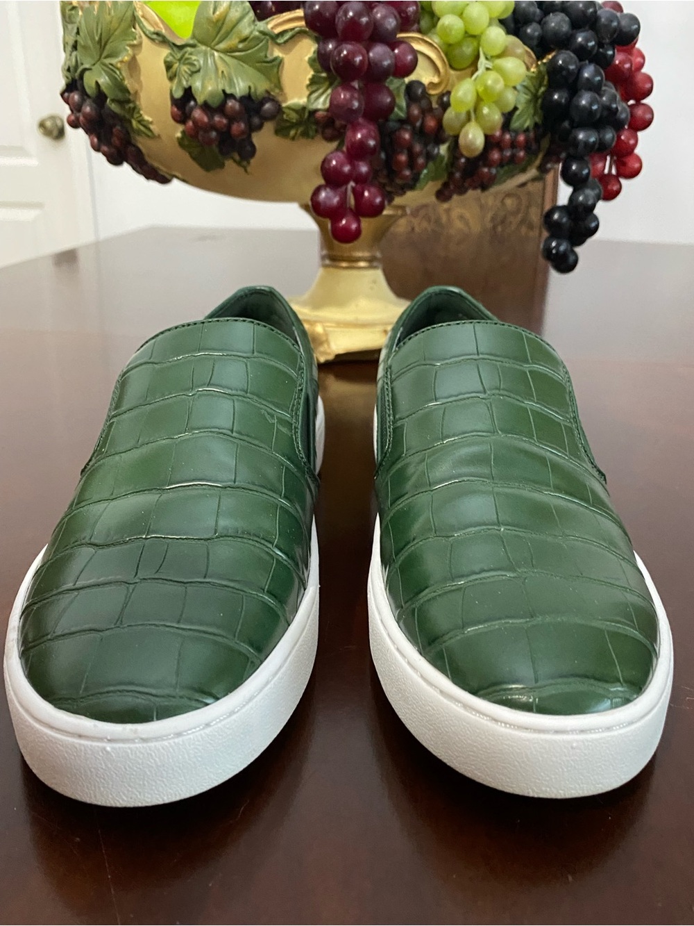 Michael Kors Green Croc-Embossed Slip-On Sneakers
